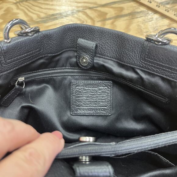 Coach Penelope Carryall Satchel Black Pebbled Leather Shoulder Bag F16532 - Picture 9 of 16